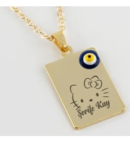 Kişiye Özel İsimli Paslanmaz Çelik Kolye Hello Kitty Baskılı (Gold)