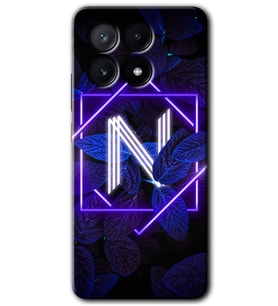Poco x6 Pro Kılıf HD Desen Baskılı Kılıf - Dark Neon Yaprak N Harfi