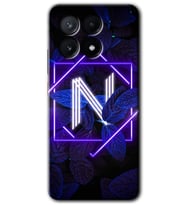 Poco x6 Pro Kılıf HD Desen Baskılı Kılıf - Dark Neon Yaprak N Harfi