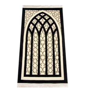 Yıldız Desenli Şönil Seccade - Siyah
