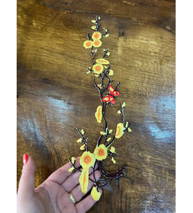 36X13 CM NAKIŞ İŞLEME SARI BAHAR DALI ARMA APLİKE