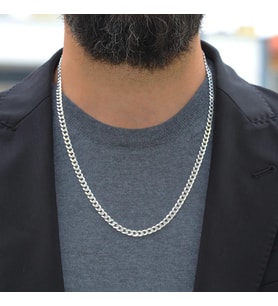 Elips Gurmet 5mm 60cm Gümüş Erkek Zincir