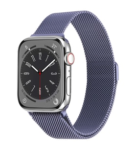 Apple Watch 7 41mm Uyumlu Kordon Hasır Metal Mıknatıslı Örgü Zore KRD-01 Kayış (Koyu Mor)