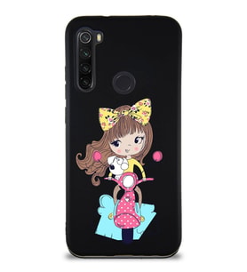 Xiaomi Redmi Note 8 Soft Premier Kapak Vespagirl Tasarımlı Silikon Kılıf - Siyah (Şeffaf)