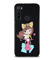 Xiaomi Redmi Note 8 Soft Premier Kapak Vespagirl Tasarımlı Silikon Kılıf - Siyah (Şeffaf)