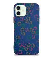 Apple iPhone 12 Mini Uyumlu Lansman Kılıf Hello Kitty Tasarımlı İçi Kadife Kapak-Lacivert (Şeffaf)