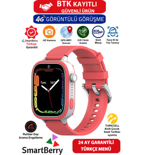 Görüntülü Görüşme Çocuk Takip Saati, GPS, Wi-Fi, Gizli Dinleme, Kırmızı