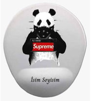 Kişiye Özel Supreme Panda Desenli Mouse Pad Bilek Destekli
