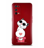 Realme 7 Pro Soft Premier Kapak Coolcat Tasarımlı Silikon Kılıf - Mürdüm (Şeffaf)