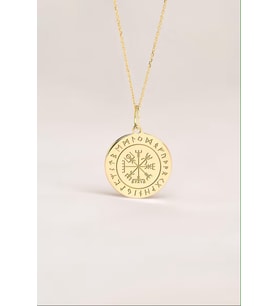 Kişiye Özel Viking Pusulası Kolye 925K Gümüş (Gold)