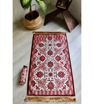 Taşınabilir İpek Dokulu Keseli Seccade S1031 Pembe Renk