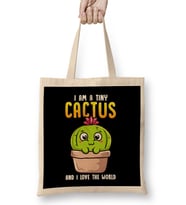 I Am a Tiny Cactus And I Love The World Cute Baby Bez Çanta Uzun Saplı