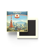 Retro Japonya Tokyo Şehri Temalı Vintage Buzdolap Magneti – 9x9 cm