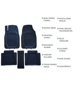 Volkswagen Passat B5 Sedan 1998 Uyumlu 3 Cm Havuzlu 5 Parça Set 3D Paspas Takımı Siyah