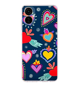 PrintiFy Tecno Camon 19 Neo ile Uyumlu 1mm Slim Fit Retro Renkler 3 Baskılı Şeffaf  Kılıf