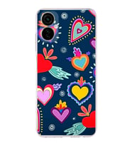 PrintiFy Tecno Camon 19 Neo ile Uyumlu 1mm Slim Fit Retro Renkler 3 Baskılı Şeffaf  Kılıf