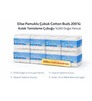 Elise Pamuklu Çubuk Cotton Buds 200’Lü Kulak Temizleme Çubuğu Doğal Pamuk 12 Paket