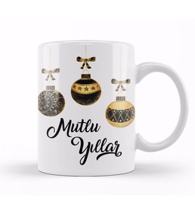 Mutlu Yıllar Noel Topları Kupa Bardak Porselen