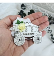 30 Adet Beyaz Süslü Fayton Lazer Kesim Ahşap Nikah Şekeri-