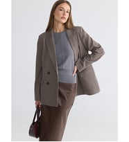 LCW STUDIO Bej Kruvaze Yaka Desenli Kadın Blazer Ceket