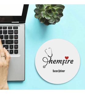Kişiye Özel Hemşire Temalı Yuvarlak Mousepad