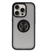 Newface Apple iPhone 16 Pro Kılıf Montreal Yüzüklü Silikon Kapak - Siyah