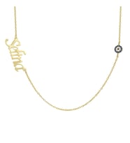 Kişiye Özel 925 Ayar Gümüş Minimal İsim Nazar Boncuğu Sembol Kolye (Gold)