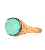 Gümüşcüm Paraiba Tourmaline Oval Taşlı Delikli Otantik Kadın Altın Kaplama Gümüş Yüzük