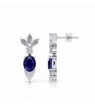 1,30 Karat Pırlantalı Safir Renkli Küpe (Altın-Beyaz)