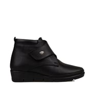 Muya Siyah Kadın Hakiki Deri Cırtlı Bot