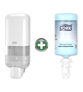 Tork S4 Beyaz Sabun ve Dezenfektan Dispenseri 564500 + 1 L El, Saç ve Vücut Sıvı Sabunu Hediyeli