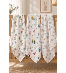 Vanilya Baby %100 Pamuk Çok Amaçlı Yenidoğan Bebek Müslin Örtü 3lü - 80x100cm-Oeko-tex sertifikalı