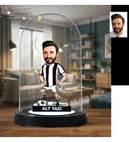 Kişiye Özel Siyah Beyaz , Karakartal Futbolcu veya Taraftar Tasarım Işıklı Karikatür Biblo