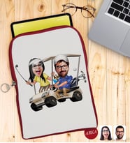 BK Gift Kişiye Özel Sevgililer Karikatürlü Taşınabilir Koruyucu Tablet Kılıfı & Organizer Çanta - Kırmızı-96