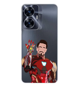 Realme C55 Uyumlu Iron Man Desenli Şeffaf Telefon Kılıfı