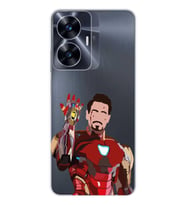 Realme C55 Uyumlu Iron Man Desenli Şeffaf Telefon Kılıfı