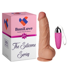 Bonilove Çift Katmanlı Esnek Bükülebilen+Mini Vibraöter 23 Cm Damarlı Realistik Penis