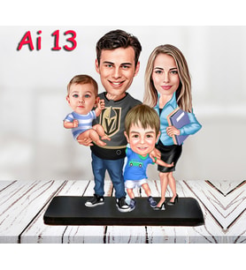 Kişiye Özel Ahşap Biblo - Aile Karikatür Biblo - 4 Kişilik Aile Biblo 6