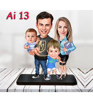 Kişiye Özel Ahşap Biblo - Aile Karikatür Biblo - 4 Kişilik Aile Biblo 6