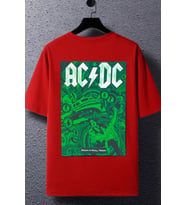 Unisex Acdc Baskılı T-shirt (Kırmızı)