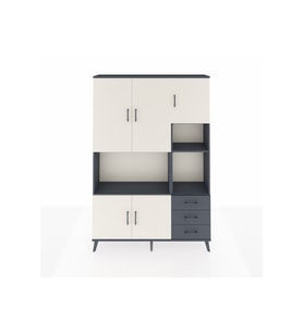 Arges Dolap 9 Raflı 3 Çekmeceli 5 Kapaklı 132x30x195 Antrasit-Aytaşı/Antrasit