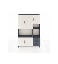 Arges Dolap 9 Raflı 3 Çekmeceli 5 Kapaklı 132x30x195 Antrasit-Aytaşı/Antrasit