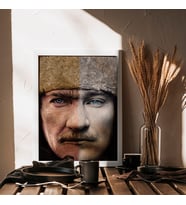 Mustafa Kemal Atatürk Duvar Posteri / Modern Tablo / Özel Poster / Özel Tasarımlar / Duvar Sanatı /  İşyeri Tablo /  Hediye / Poster (Beyaz)