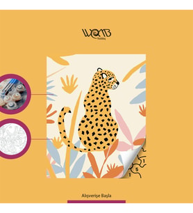Leopar Çocuklar İçin Sayılarla Boyama Seti 30x40 cm (Tuvale Gerili)