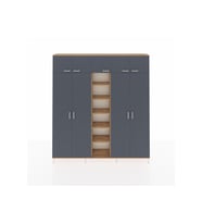Arges Dolap 12 Raflı 9 Kapaklı 2 Askılı 220x30x243 Çam-Antrasit/Çam