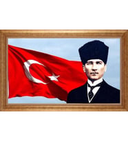 EV İŞYERİ OFİS İÇİN ALTIN ÇERÇEVELİ PASPARTULU TABLO VB346
