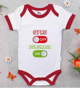 BK Kids Uyku Off Tasarımlı Kırmızı Bebek Body Zıbın-1