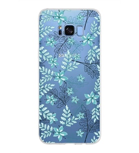 Samsung Galaxy S8 Plus Kapak Floral Su Yeşili Tasarımlı Şeffaf Silikon Kılıf