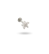 Cerrahi Çelik Taşlı Çiçek Piercing (Gümüş)