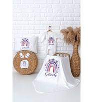 Pia Baby Premium %100 Pamuk Hastane Çıkışı Tulumlu Yenidoğan Kız Bebek Hediye Seti 5062-03 (Ekru)